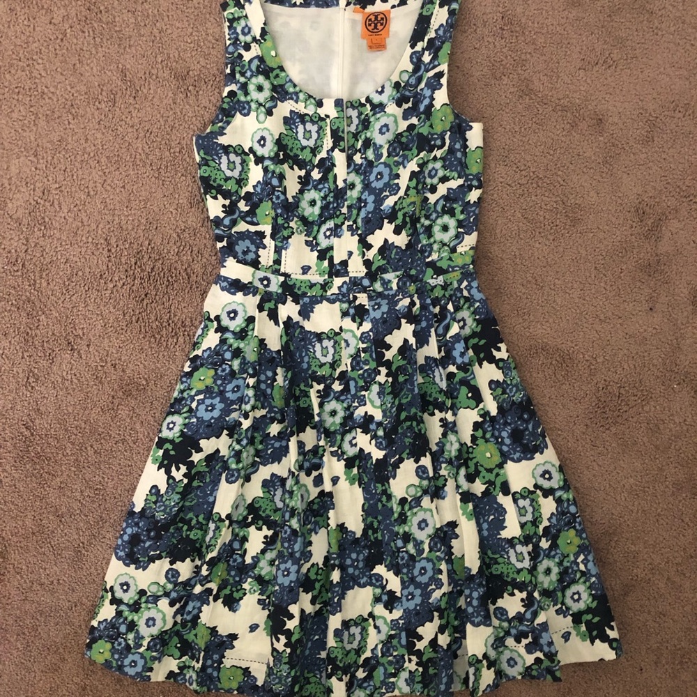 TORY BURCH AMALIA BLUE GREEN WHITE DRESS